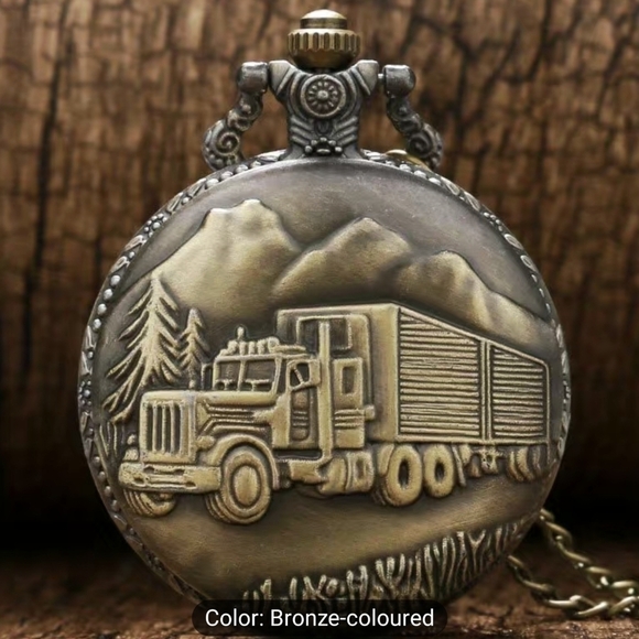 New Classical Freight Truck Pocket Watch Quartz Hanging Watch Necklace - Picture 1 of 3